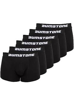 Bumstone Boxershorts Schwarz Herren 6er Pack - Ohne kratzendes Etikett - Atmungsaktive Baumwolle - Männer Unterwäsche (Gr.L) von Bumstone