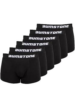 Bumstone Boxershorts Schwarz Herren 6er Pack - Ohne kratzendes Etikett - Atmungsaktive Baumwolle - Männer Unterwäsche (Gr.S) von Bumstone