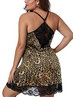 Bunanphy Sexy Dessous für Damen Übergröße Nachtwäsche Spitzenbesatz Braut Babydoll Nachthemd Sets #A Leopard 4X-Large von Bunanphy