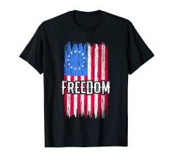 Freedom American US Distressed Betsy Ross Flagge T-Shirt von Buncho Gifts