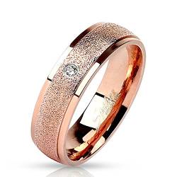 Bungsa 52 (16.6) Rosegold Ring mit Stein Zirkonia Kristall sandoptik schmal Edelstahl Verlobung für Damen und Herren von Bungsa
