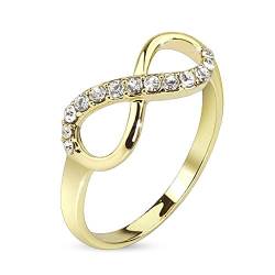 Bungsa 54 (17.2) Infinity Ring gold Unendlichkeits Symbol schmal Größen 49 52 54 57 60 (Ring Damen Fingerring Partnerringe Verlobungsringe Trauringe Damenring Brass) von Bungsa