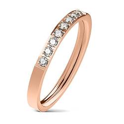 Bungsa 57 (18.1) rosegoldener Damen-Ring schmal 8 Kristalle Edelstahl rosé für Frauen von Bungsa