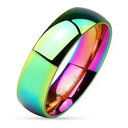 Bungsa 60 (19.1) Regenbogen Ring Edelstahl klassisch bunt für Damen & Herren 49-67 (Fingerring Partnerringe Verlobungsringe Trauringe Damenring Chirurgenstahl Frauen Männer) von Bungsa