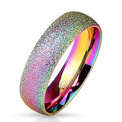 Bungsa 60 (19.1) Regenbogen Ring sandgestrahlt Diamantoptik Edelstahl Frauen & Männer 49-70 (Ring Damen Fingerring Partnerringe Verlobungsringe Trauringe Damenring Edelstahlring Chirurgenstahl) von Bungsa