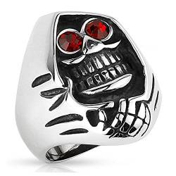 Bungsa 64 (20.4) Sensenmann Totenkopf Fingerring Edelstahl für Männer 60 62 64 67 70 72 (Ring Herren Edelstahlring Herrenring Männerring Biker Harley Easy Rider SOA Sons of Anarchy Grim Reaper Skull von Bungsa