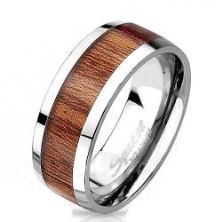Bungsa 67 (21.3) Titan Ring mit edlem braunem Holz Mittelring für Damen und Herren von Bungsa