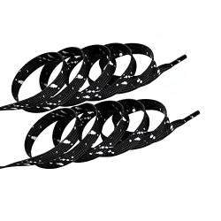 BupiMufi Splash-Tinte Stilvolle Schnürsenkel Polyester Flachsenkel Bunte Schuhbänder 120CM Schwarz&Weiss von BupiMufi