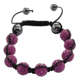 Burgmeister Jewelry Damen-Armband Shamballa Fuchsia Länge variierbar, Verschiedene Steine auf schwarzem Textilband JBM1146-598 von Burgmeister Jewelry