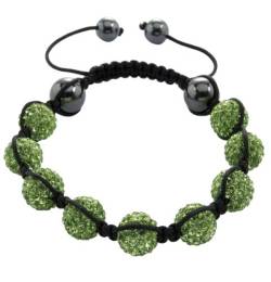 Burgmeister Jewelry Damen-Armband Shamballa peridotfarbig Länge variierbar, Verschiedene Steine auf schwarzem Textilband JBM1152-598 von Burgmeister Jewelry