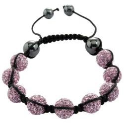 Burgmeister Jewelry Damen-Armband Shamballa rosa Länge variierbar, Verschiedene Steine auf schwarzem Textilband JBM1147-598 von Burgmeister Jewelry