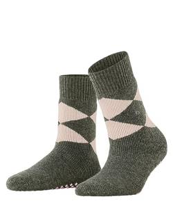 Burlington Damen Hausschuh-Socken Cosy Argyle W HP Wolle rutschhemmende Noppen 1 Paar, Grün (Herb 7754), 36-41 von Burlington