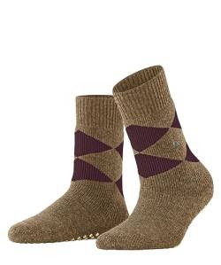 Burlington Damen Hausschuh-Socken Cosy Argyle Wolle rutschhemmende Noppen 1 Paar, Braun (Almond 5078), 36-41 von Burlington