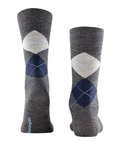 Burlington Herren Socken Edinburgh M SO Wolle gemustert 1 Paar, Grau (Rock-Limelight 3194), 40-46 von Burlington