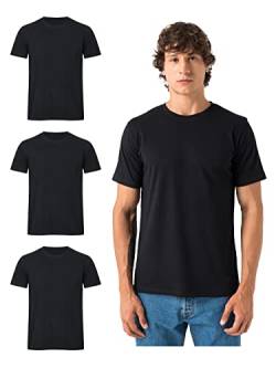 Burnell & Son Tshirt Herren 3er Pack aus 100% Baumwolle Regular Fit Basic Männer T-Shirt Set (S-5XL) Schwarz 5XL von Burnell & Son