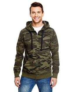 Burnside Full Zip Camo Hooded Fleece Jacket, Größe:M, Farbe:Green Camo von Burnside