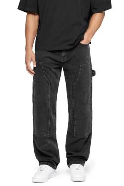 Buroc's Herren Carpenter Jeans Straight Fit Streetwear Denim Workwear, Farbe:Black, Hosengröße:W29/L32 von Buroc's