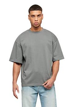 Herren Oversized Basic Baumwoll-T-Shirt Tee Oversized Fit Heavy Baumwolle, Größe:L, Farbe:Grey von Buroc's