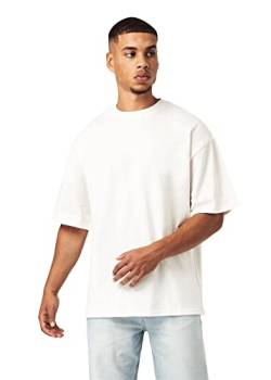 Herren Oversized Basic Baumwoll-T-Shirt Tee Oversized Fit Heavy Baumwolle, Größe:L, Farbe:Vanilla Ice von Buroc's