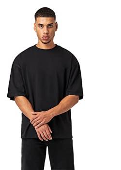 Herren Oversized Basic Baumwoll-T-Shirt Tee Oversized Fit Heavy Baumwolle, Größe:M, Farbe:Black von Buroc's