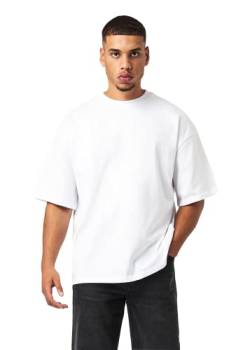 Herren Oversized Basic Baumwoll-T-Shirt Tee Oversized Fit Heavy Baumwolle, Größe:M, Farbe:White von Buroc's