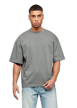 Herren Oversized Basic Baumwoll-T-Shirt Tee Oversized Fit Heavy Baumwolle, Größe:S, Farbe:Grey von Buroc's