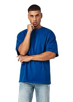 Herren Oversized Basic Baumwoll-T-Shirt Tee Oversized Fit Heavy Baumwolle, Größe:XL, Farbe:Blue von Buroc's