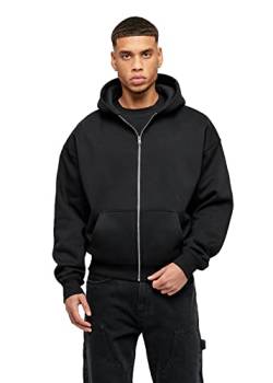 Herren Oversized Basic Zip Hoodie Oversized Fit Heavy, Größe:S, Color:Black von Buroc's