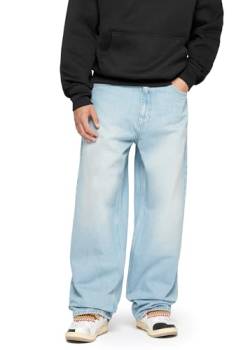 Herren Wide Baggy Jeans Streetwear Wide Loose Fit, Farbe:Sand Blue, Hosengröße:W34 L32 von Buroc's