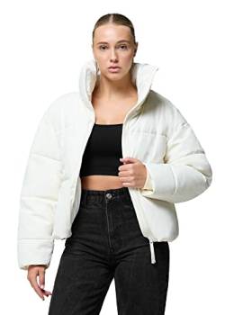 Damen Puffer Jacke - Cropped Fit Winterjacke - Warme Daunenjacke für kalte Tage - Wattierte Steppjacke wind- und wasserdicht - Quilted Winter Jacket - Kurz geschnitten, Größe:S, Farbe:Off White von Burocs