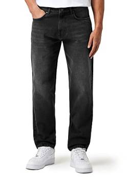 Herren Carrot Fit Jeans mit Knopfleiste Jeanshose Streetwear Loose Denim Pants Karottenschnitt Lässig Männer Straight Leg, Farbe:Black Grey, Hosengröße:W29 L30 von Burocs