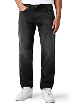 Herren Carrot Fit Jeans mit Knopfleiste Jeanshose Streetwear Loose Denim Pants Karottenschnitt Lässig Männer Straight Leg, Farbe:Black Grey, Hosengröße:W31 L30 von Burocs