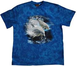 Bushfire T-Shirt Dolphin Jump auf blauem Batik Shirt Gr M von Bushfire