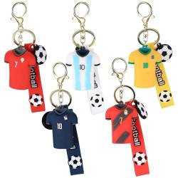 Fußball Schlüsselanhänger, 5 Stück Fußball Geschenke Schlüsselanhänger, Fussball Schlüsselringe Schlüsselbund mit Fußball & Trikot, für Jungen Mädchen Teenager Taschenanhänger Schlüsselanhänger von But Oswetf