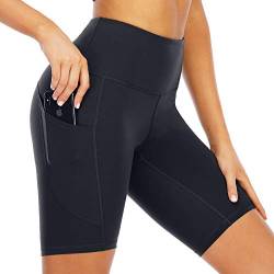 Butrends Damen Kurz Yogahose Laufhose Fitness Shorts Sporthose Leggings Workout Tights Hohe Taille mit Taschen, Grau, M von Butrends