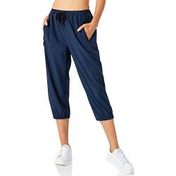 Butrends Damen Leichter Jogger Caprihose Casual Schnell trocknend Hose Workout 3/4 Workout Joggerhose Sonnenschutz UPF 50+ Wanderhose mit Tasche Navy blau, S von Butrends