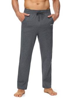 Butrends Herren Jogginghose Baumwolle Yoga Freizeithose Atmungsaktiv Sweathose offenem Boden Trainingshose Herren lang Sporthose mit Tasche Grau, XXL von Butrends