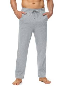 Butrends Herren Jogginghose Baumwolle Yoga Freizeithose Atmungsaktiv Sweathose offenem Boden Trainingshose Herren lang Sporthose mit Tasche Hellgrau, L von Butrends