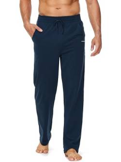 Butrends Herren Jogginghose Baumwolle Yoga Freizeithose Atmungsaktiv Sweathose offenem Boden Trainingshose Herren lang Sporthose mit Tasche Navy blau, 3XL von Butrends