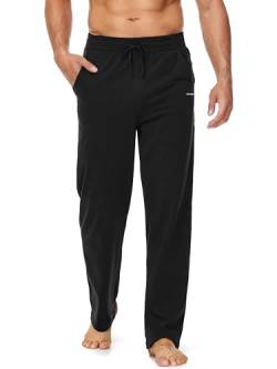 Butrends Herren Jogginghose Baumwolle Yoga Freizeithose Atmungsaktiv Sweathose offenem Boden Trainingshose Herren lang Sporthose mit Tasche Schwarz, S von Butrends