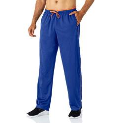 Butrends Jogginghose für Herren leichte schnell trocknende Herrenhose mit Reißverschlusstaschen Trainingshose mit elastischer Taille atmungsaktive Sporthose, Blau-orange, XL von Butrends