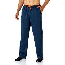 Butrends Jogginghose für Herren leichte schnell trocknende Herrenhose mit Reißverschlusstaschen Trainingshose mit elastischer Taille atmungsaktive Sporthose, Navy Blau-orange, XL von Butrends