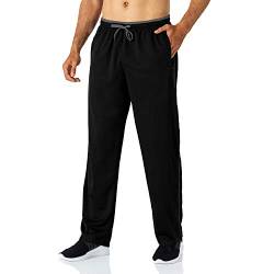 Butrends Jogginghose für Herren leichte schnell trocknende Herrenhose mit Reißverschlusstaschen Trainingshose mit elastischer Taille atmungsaktive Sporthose, Schwarz-grau, L von Butrends