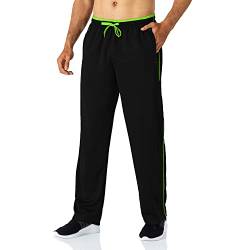 Butrends Jogginghose für Herren leichte schnell trocknende Herrenhose mit Reißverschlusstaschen Trainingshose mit elastischer Taille atmungsaktive Sporthose Schwarz-Grün, L von Butrends