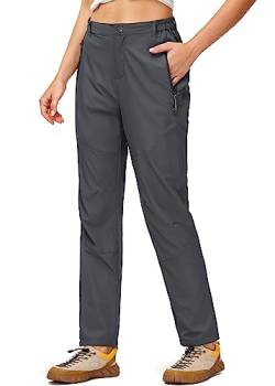 Butrends Leicht Jogginghose Damen Schnell Trocknend Wanderhose Elastischer Bund Trekkinghose UPF 50+ Funktionshose mit reißverschlusstaschen Dunkelgrau, XXL von Butrends