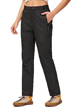 Butrends Leicht Jogginghose Damen Schnell Trocknend Wanderhose Elastischer Bund Trekkinghose UPF 50+ Funktionshose mit reißverschlusstaschen Schwarz, M von Butrends