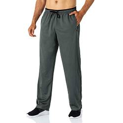 Butrends Leichte Jogginghose Herren Breite Trainingshose mit Reißverschluss Taschen Polyester Meshgewebe Athletic Sporthose Lang Atmungsaktive Laufhose Männer Freizeithosen Grau, M von Butrends