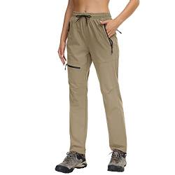 Butrends Wanderhose Damen schnelltrocknend Outdoorhose atmungsaktiv Anti-UV Cargohose Verschleißfest Trekkinghose Funktionshose Ultraleichter Jogginghose mit Reißverschlusstaschen Khaki, L von Butrends