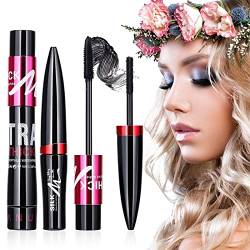 4D Mascara Wimperntusche, 4D Silk Fiber Wimperntusche, Wimperntusche mit Fiber Set, 4D Silk Mascara Waterproof, Wimpernverlängerung Wasserdicht Schwarzer Länger Dicker Wimpern von Butyeak