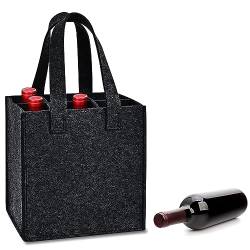 Flaschentasche 6 Flaschen, Filzmaterial Bottlebag Bierbeutel, Weinflasche Geschenk Tasche, Filztasche Flaschenträger Flaschenkorb, Wiederverwendbare Wein Halter Flasche für Ausflüge und Picknicks von Butyeak